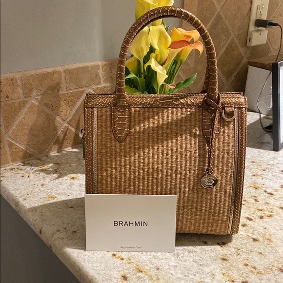 Brahmin Handbags - Brahmin Tan Woven Satchel